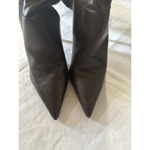 Schutz Ashlee Over The Knee Boots Dark Chocolate Brown Leather Heels - Picture 6 of 7